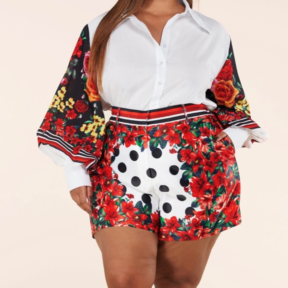 Fiona White Floral Polka Dot 2PC Set